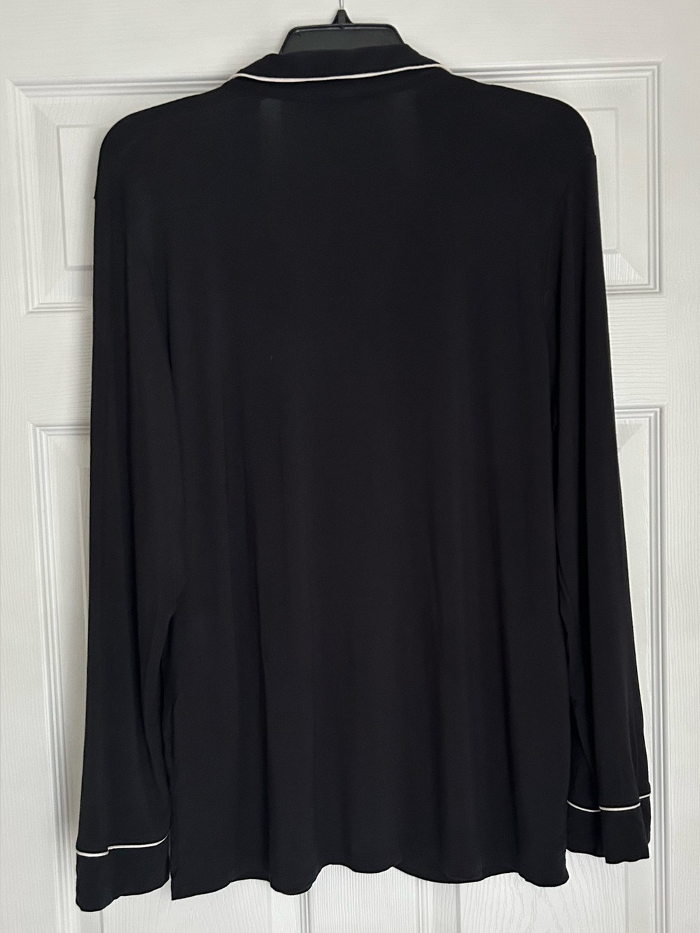 Eberjay Gisele TENCEL™ Modal Long PJ Set Classic Black Piped Pajama Women Medium - Picture 8 of 10